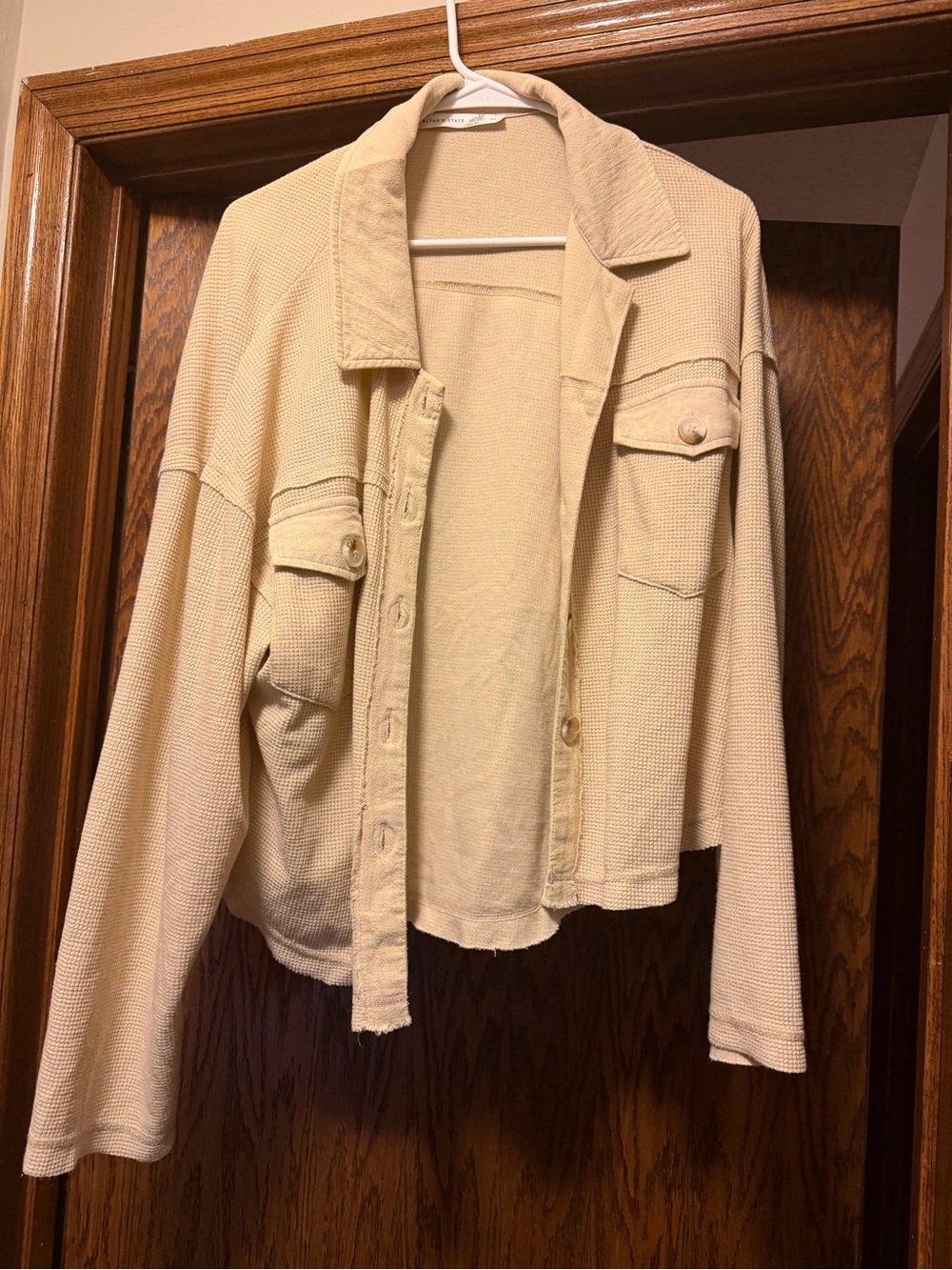 Altar'd State Cream Waffle Knit Utility Jacket